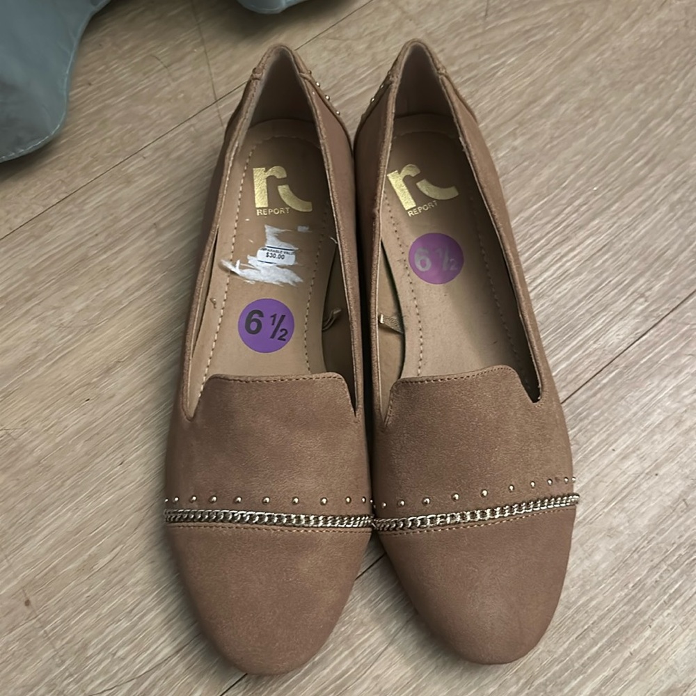 Brown flats, great for work.